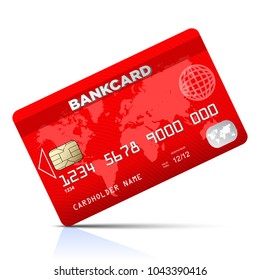 Red credit card - stock vector