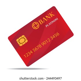 Red Credit Card Vector isolated on white