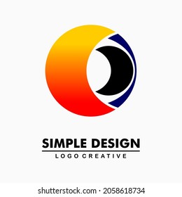 red crescent icon in a circle, logo letter c. Abstract business logo icon design template