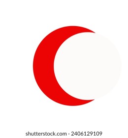 Red crescent icon isolated on white background. Vector illustration.