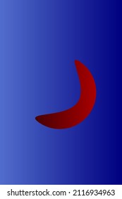 Red crescent moon in bluish gradient color
