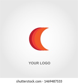 red Crescent moon logo. flat color template design vector