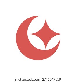 Red crescent moon symbol with star