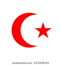red crescent and star geometric shape vector