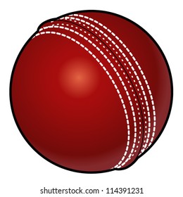 Ein roter Cricketball.