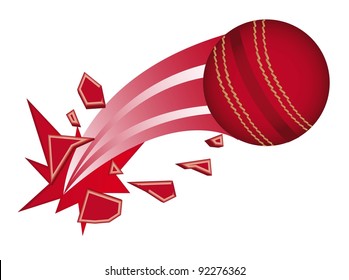 red cricket ball broken isolated vector illustration