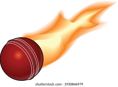 Ein roter Cricket-Ball, der Feuer hinterlässt.