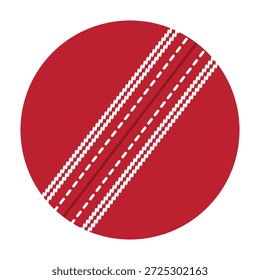 Ilustración vectorial de pelota de críquet roja aislada sobre fondo blanco: diseño de equipos deportivos clásicos para partidos de críquet, torneos, entrenamiento, marca, gráficos deportivos y proyectos creativos