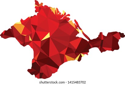 Red Crimea Map in Low Poly Style on isolated white background. Crimean  area in Polygonal diamond style for your design