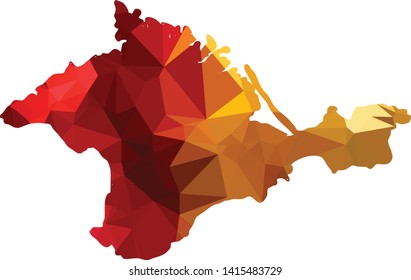Red Crimea Map in Low Poly Style on isolated white background. Crimean  area in Polygonal diamond style for your design