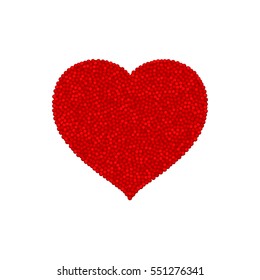 Red and crimson Heart composed by dot mosaic. Shape of heart filled by a plenty of dense chaotic uniform points. It's useful for Valentine's Day or the Wedding and even like a stylish cardiac symbol.