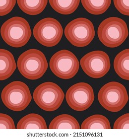 Red crooked circles where one goes inside the other. Vector.