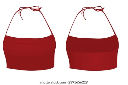 Red  crop sleeveless t shirt. vector illustration 