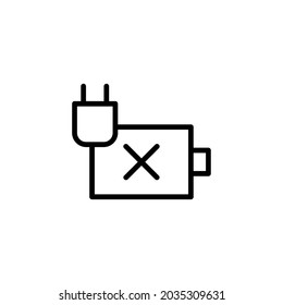 Tecnología de la batería de la Cruz Roja Gadget Vector Logotipo Monoline Icono Símbolo para diseño gráfico UI UX o sitio web