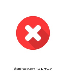 Red cross in circle. Vector illustration. Flat design icon. Isolated.