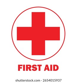 red cross first aid on circle symbol design illustration.eps
