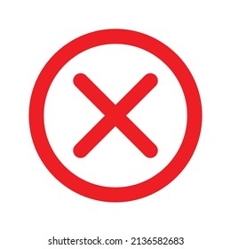 Red cross flat icon in circle. Vector illustration isolated on a white background. 