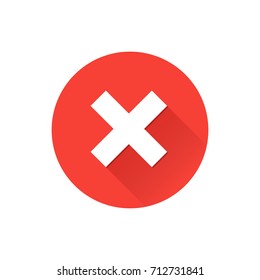 Red cross flat icon in circle. Vector illustration isolated on a white background. Acceptance of voting results. Premium quality. 