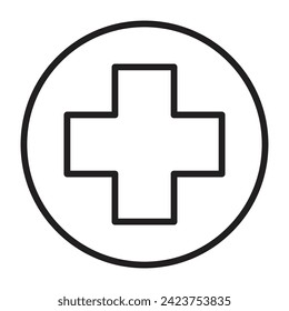 Red Cross Flat line icon. vector illustration.