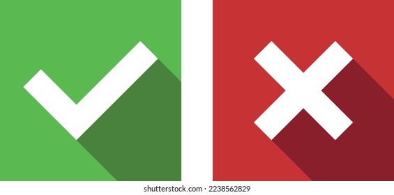 red cross and green check mark, vector