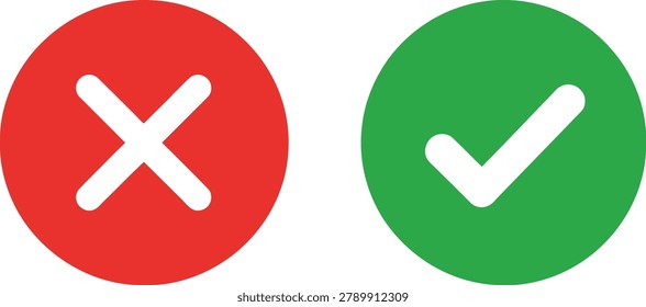 Red cross and green check mark icons for correct and incorrect choice selection