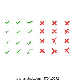 Red cross and green tick