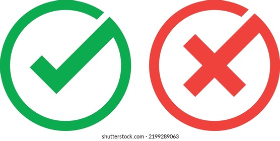 Red Cross Green Tick Mark Stock Vector (Royalty Free) 2199289063 ...