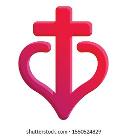 Red cross icon. Cartoon of red cross vector icon for web design isolated on white background