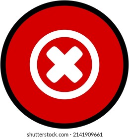 Red cross icon. Disapproved button