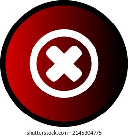 Red cross icon. Disapproved button