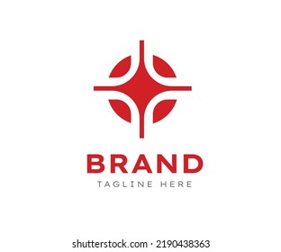 Red cross icon, isolated abstract plus symbol on white background, geometric logo. Add abstract sign. Graphic plus icon is suitable for branding, social, healthcare, medical, wellness.
