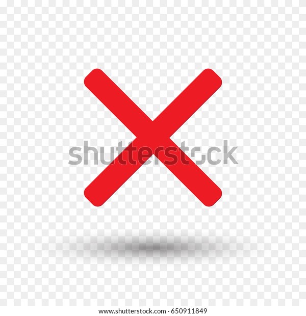 Red cross icon isolated on transparent\
background. Symbol No or X button for correct, vote, check, not\
approved, error, wrong and failed decision. Vector stop sign or\
mark graphic element for\
design.