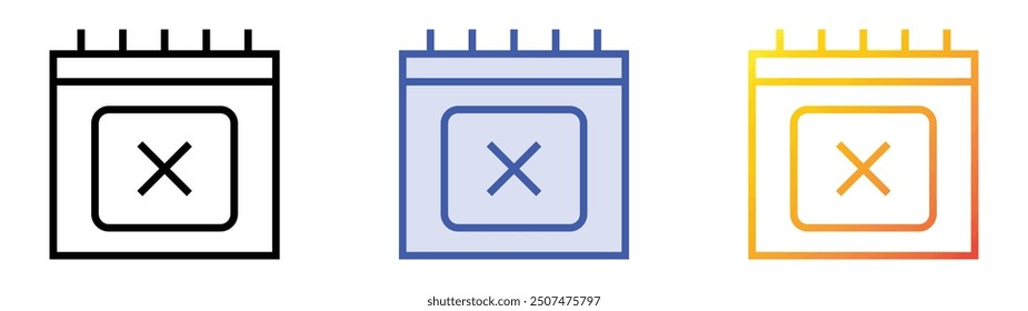 red cross icon. Linear, Blue Fill and Gradient Style Design Isolated On White Background