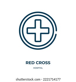 Red cross icon. Linear vector illustration from hospital collection. Outline red cross icon vector. Thin line symbol for use on web and mobile apps, logo, print media.