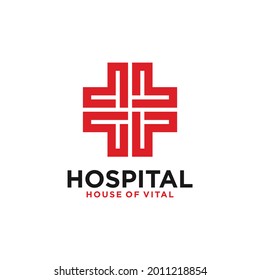 Red Cross icon. Medical Hospital Logo design. Vector Illustration.