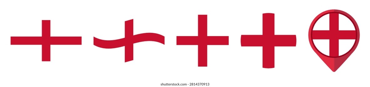 Red cross icon set on transparent background