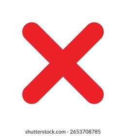 red cross icon. Red x wrong sign vector flat illustration design on white background.