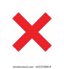 red cross icon. Red x wrong sign vector flat illustration design on white background.