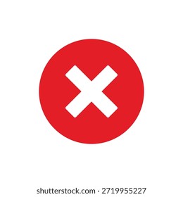 Ícone vermelho de ilustração cruzada representando ação errada, erro, falha, rejeição ou feedback negativo