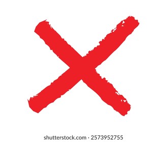 Red cross mark. Delete or false, vote sign. Red X on white background.	