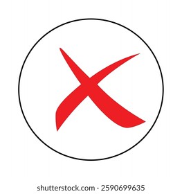 Red Cross Mark Icon – Error, Wrong, Cancel, Rejected Symbol, Incorrect Sign, Close Button, Warning and Alert Vector Design