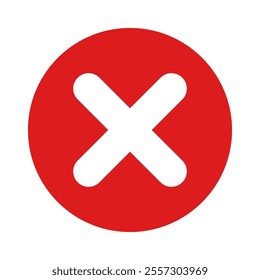 Red cross mark icon. flat modern round red cross sign button, cross mark icon design vector illustration, red x symbol in circle shape, cross mark sign isolated on white background