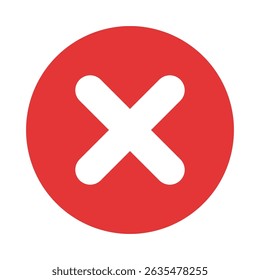 red cross mark icon on isolated white. vector icon illustration.