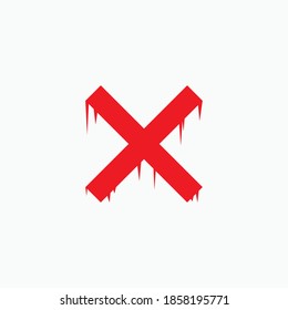 Red Cross Mark Icon. Reject Symbol - Vector Logo Template.