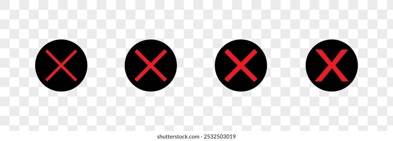 Red cross mark icon set. Cross mark.
