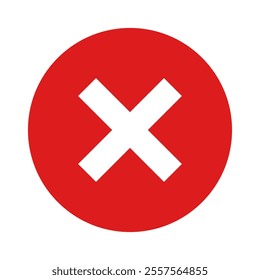 Red cross mark icon. Simple flat cross mark sign button vector illustration, red cross, or x symbol in circle shape, cross mark sign isolated on white background