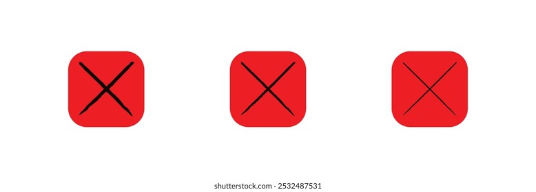 Red cross mark icon. Vector illustration. Simple cross mark icon set in red color. Cross mark.