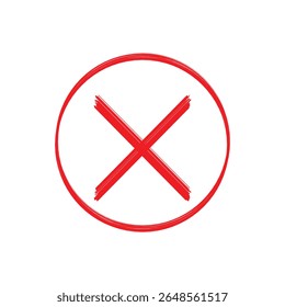 Red cross mark inside a red circle