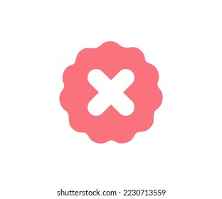 Red cross mark medal, flat and modern checkmark logo design. Isolated tick symbols, checklist signs badge, red wrong, delete cross mark  vector design and illustration.
