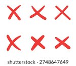 Red cross mark, no sign, set of x symbol